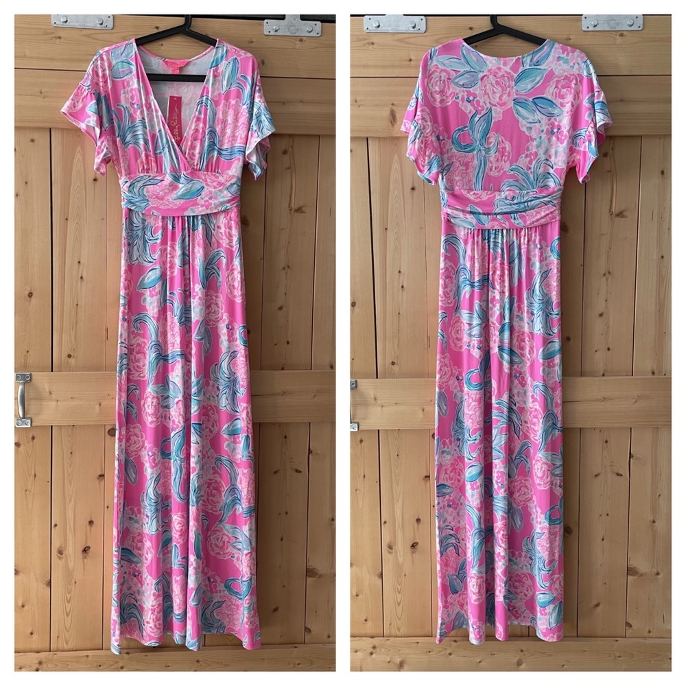 S- BNWT Lilly Pulitzer Maxi Proseco Pink has Flaw
